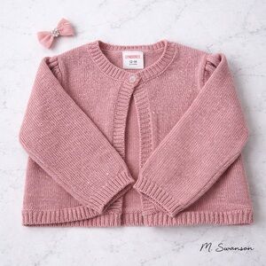 Gymboree Sparkle Knit Toddler Cardigan 12-18M Pink Holiday Sweater